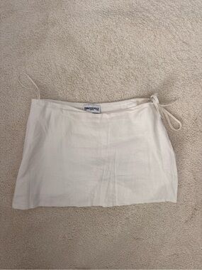 Princess Polly Cream Linen Tie Waist Mini Skirt